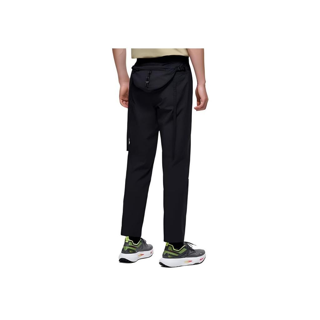 Anta Outdoor Series Straight Leg Lace-Up Mid-Rise Breathable Knitted Sports Pants Men Pants Basic-Black 152430515-3