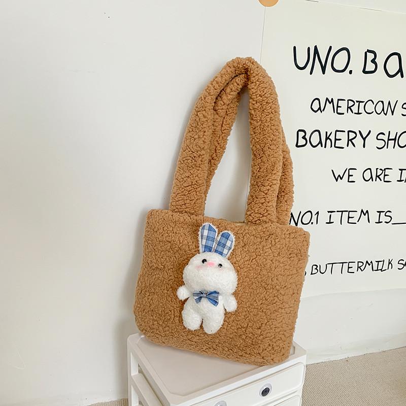 Plush Bunny Tote Bag With Magnetic Closure For Daily Use