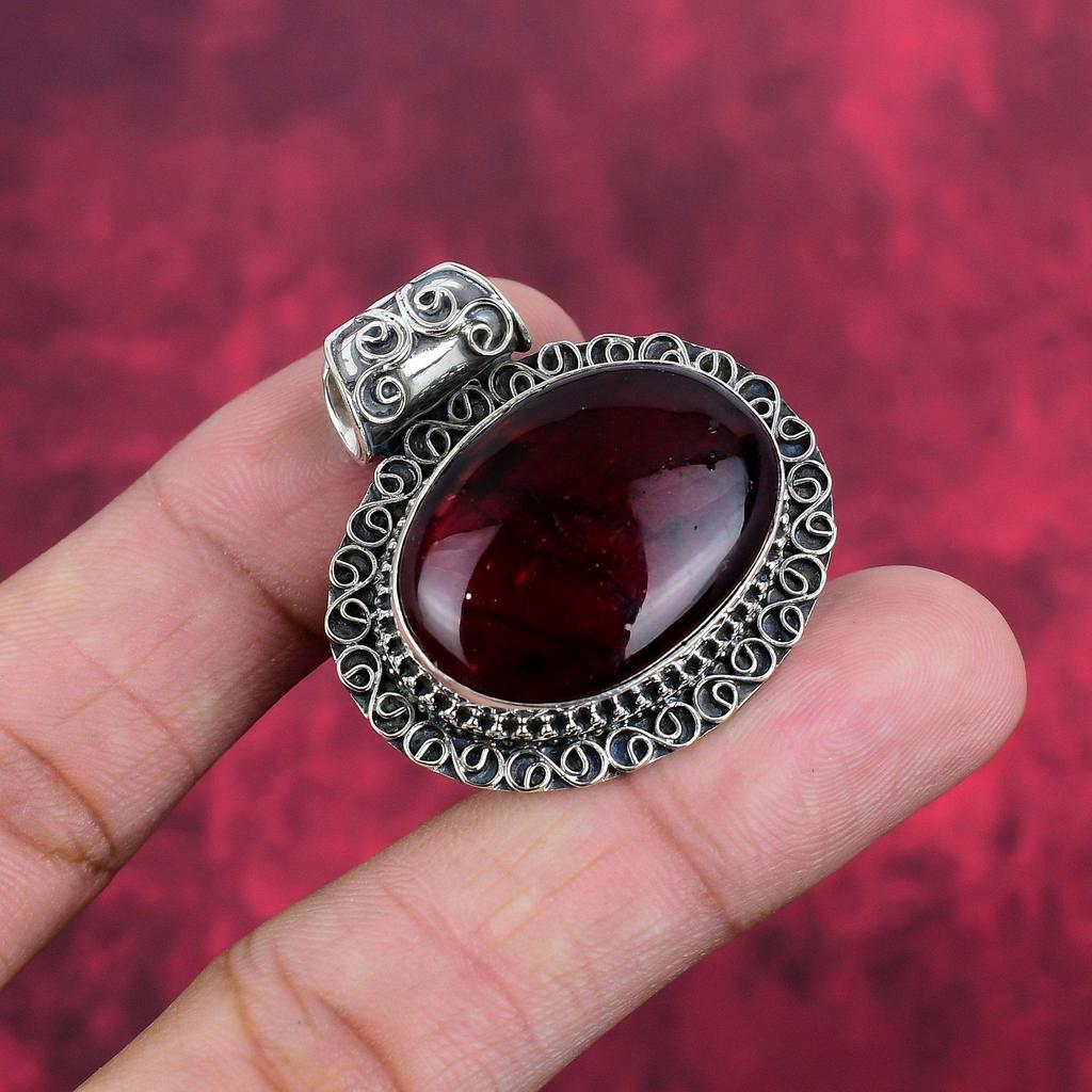 Red Flash Labradorite Pendant, 925 Solid Sterling Silver Pendant Handmade Gemstone Jewelry, Gifts For Wife Brand New Pendant