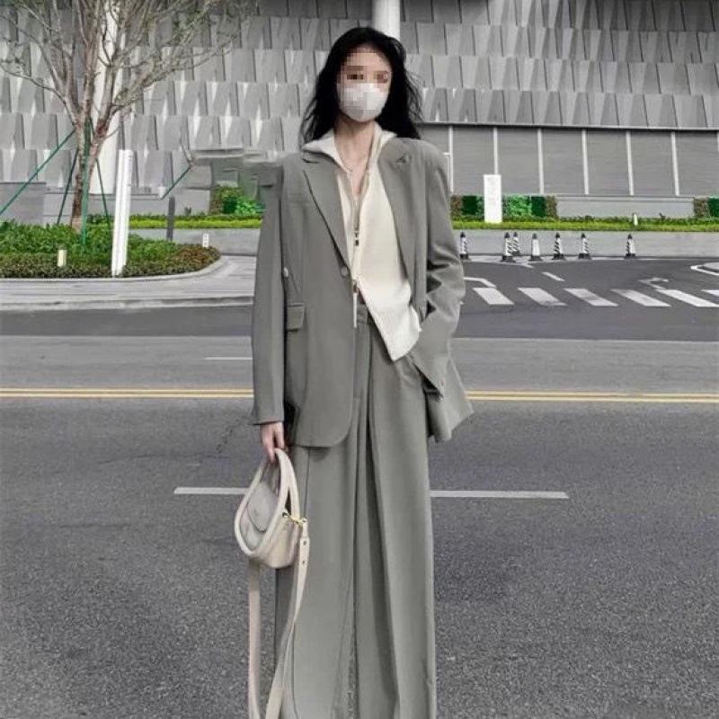 Temperamentvolle Göttin Damen Herbst Anzug Set: Elegante Weitbein-Hosen Zweiteiler