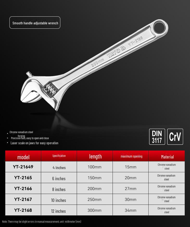 Yiertuo Adjustable 6-12 Inch Multi-Function Large Opening Wrench & Pipe Pliers