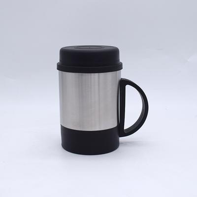 Doppelwandige wärmeisolierte Edelstahl-Kaffeetasse mit Deckel und Boden, Kunststoffgriff, Tasse, Geschenk, großes Fassungsvermögen