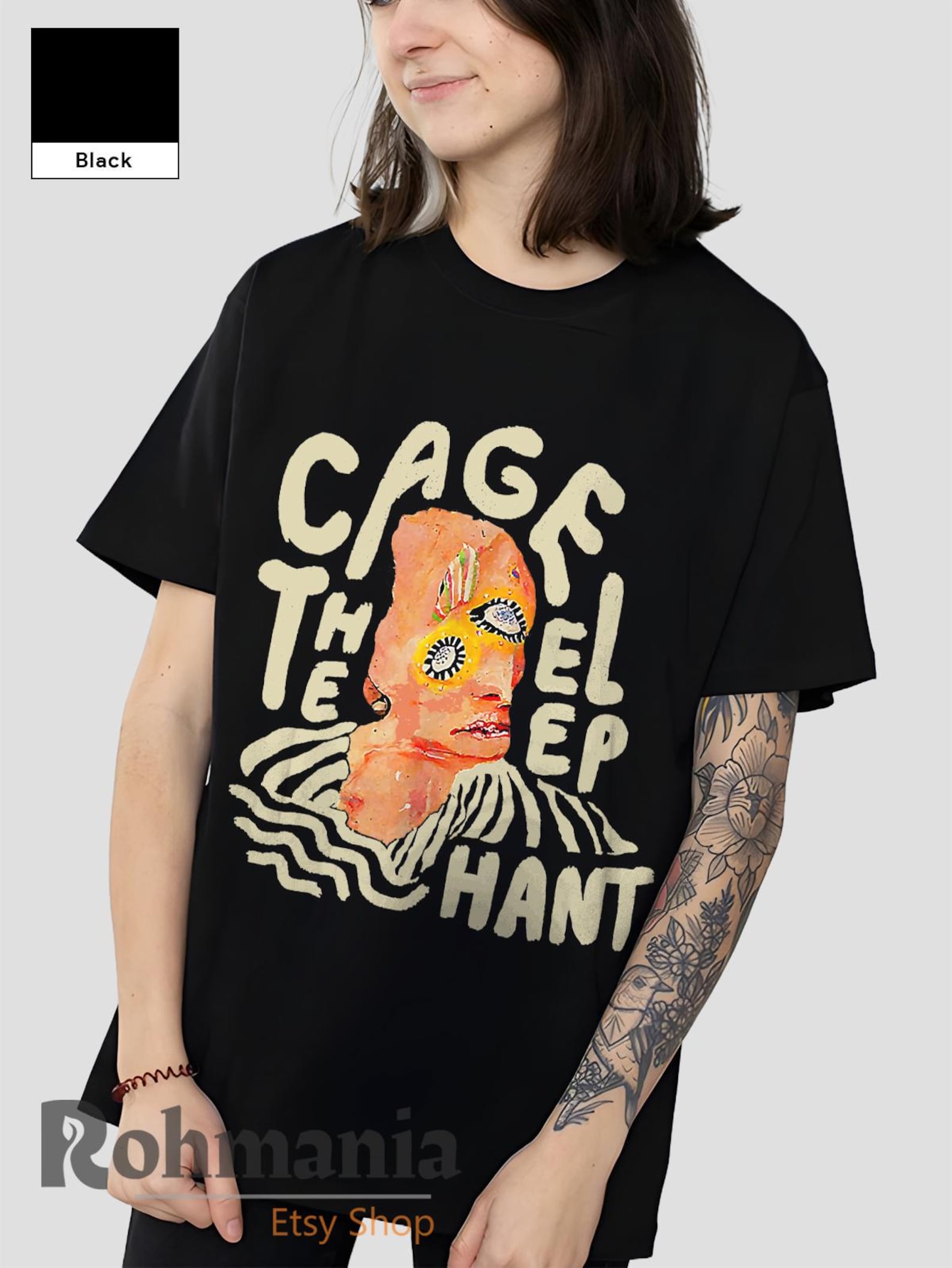 Cage the Elephant T-Shirt, Rock Band Music Merch Shirt, Retro 90s Personalized Casual T-Shirt 3XL