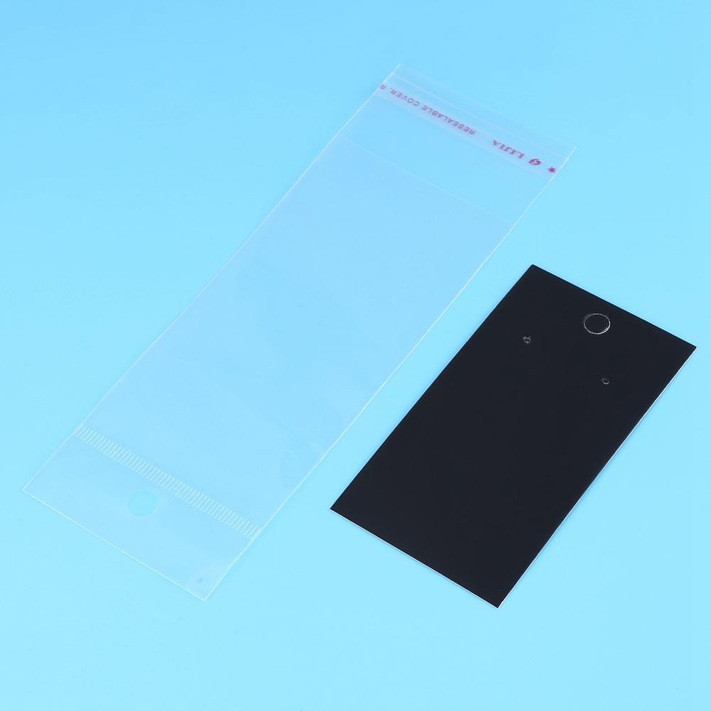 100 Piece Earring Card Holder Set, Black Earring Card Holder Cards with Self-Sealing Bags Earring Card Holder Cards for Earrings Necklaces Pendants Di