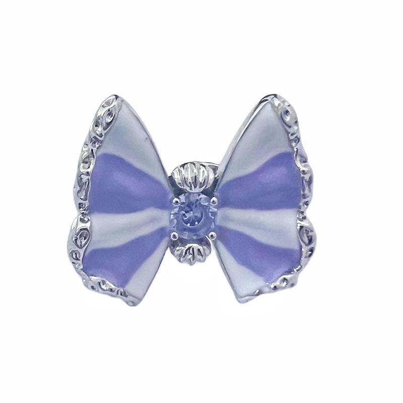 New Butterfly Purple Series Zircon Moon Open Ring Niche Design Drip Glaze Personalized Sweet Cool Wind Ring Woman