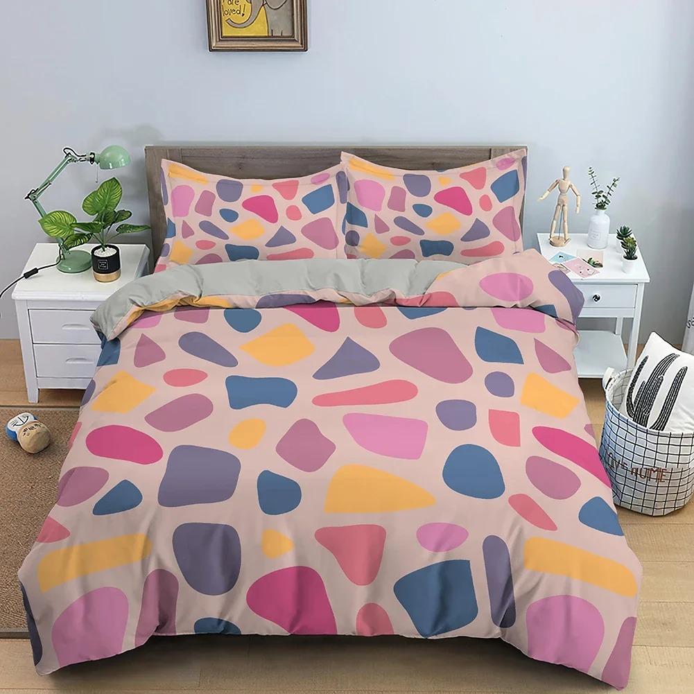 Colorful Spots Print Bedding Set Polyester Duvet Cover With Pillowcase Adults Kids Quilt Cover With Zipper Closure Multiple Size