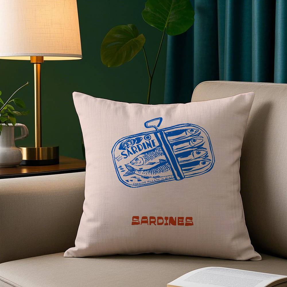 Sardines Art Pillow Case Short Plush Print Cushion Cover Square Throw Pillow Covers Sofa Home Decor
