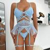 New Fashion Lingerie Lace Cross Mesh Pleated Fishbone Sexy Lingerie Sets