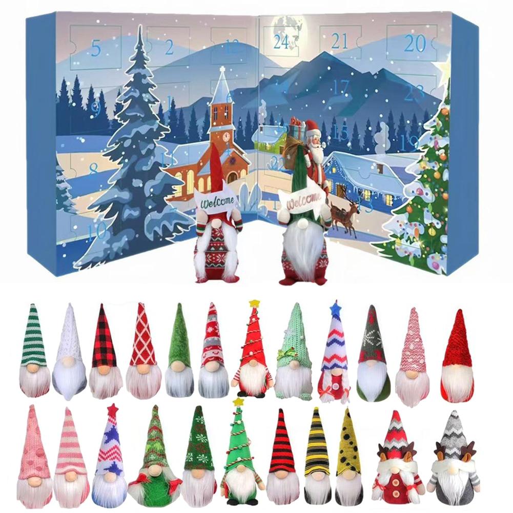 2025 Christmas Cute Mini Gnome Figures Christmas Decorations for Home Christmas Ornament Gnome Countdown Calendar Gifts for Kids