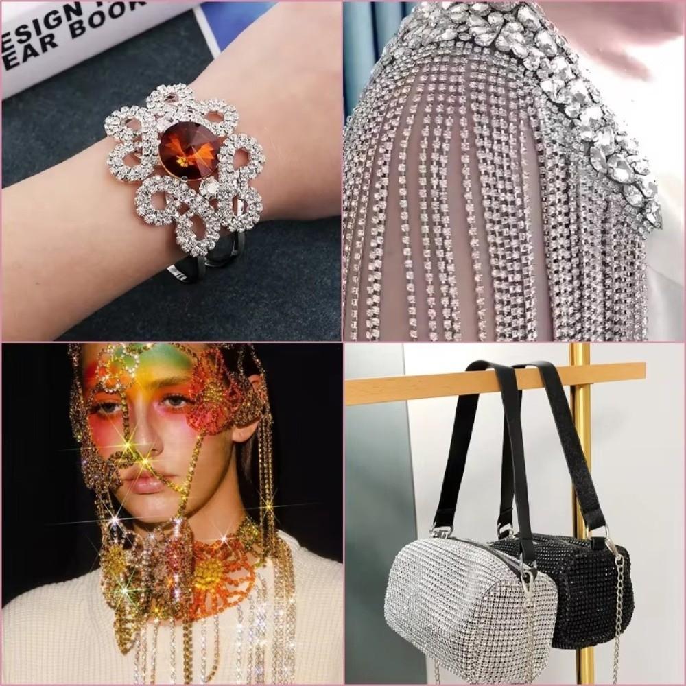 Multi-color Crystal Diamond Ribbon 1Yard/90cm Diamond Strips  Dress Skirt Clothing Accessories