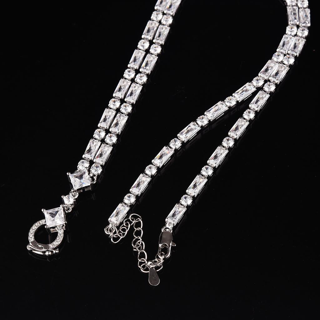 Haute Couture Full Diamond Simulation Diamond Necklace Universal Chain Sweater Chain Imported High Carbon Diamond High Sense Universal Necklace Female