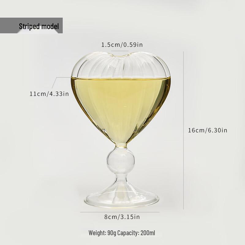 Shangqi Heart-shaped Striped Cocktail & Red Wine Glasses (Set of 2)