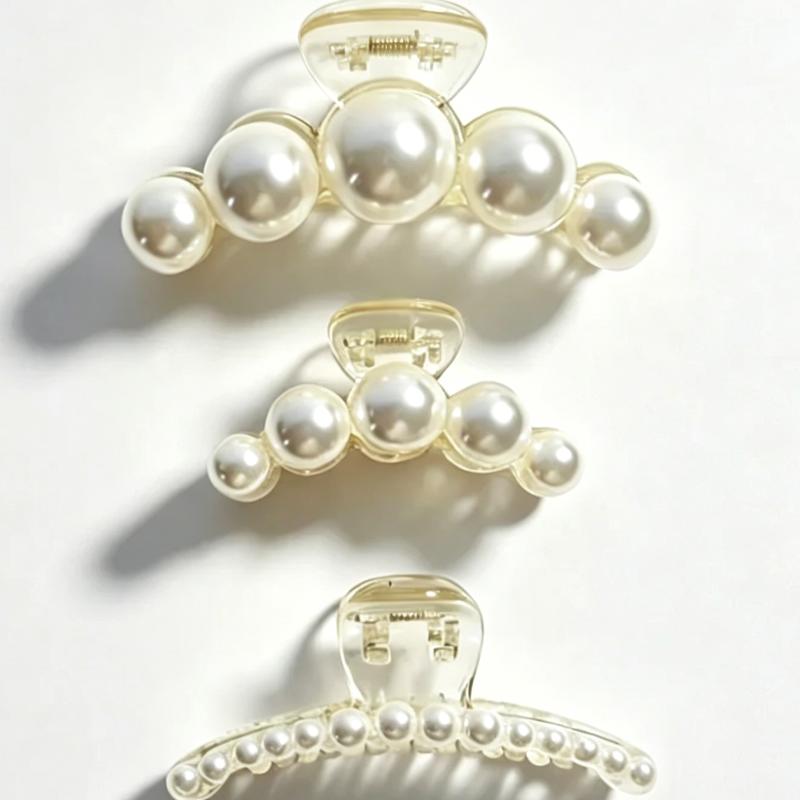 Simple Temperament Pearl Hair Clip for Woman Korean Shark Clip Girl's Ponytail Clip