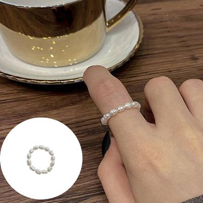 Internet Celebrity Ring Fashion Ring Pearl Elastic Ring Shell Love Ring Vintage