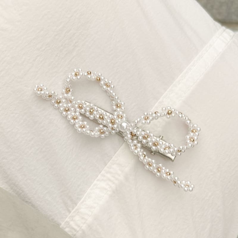Objet213 Pearl Ribbon Hair Pin (2 Colors)