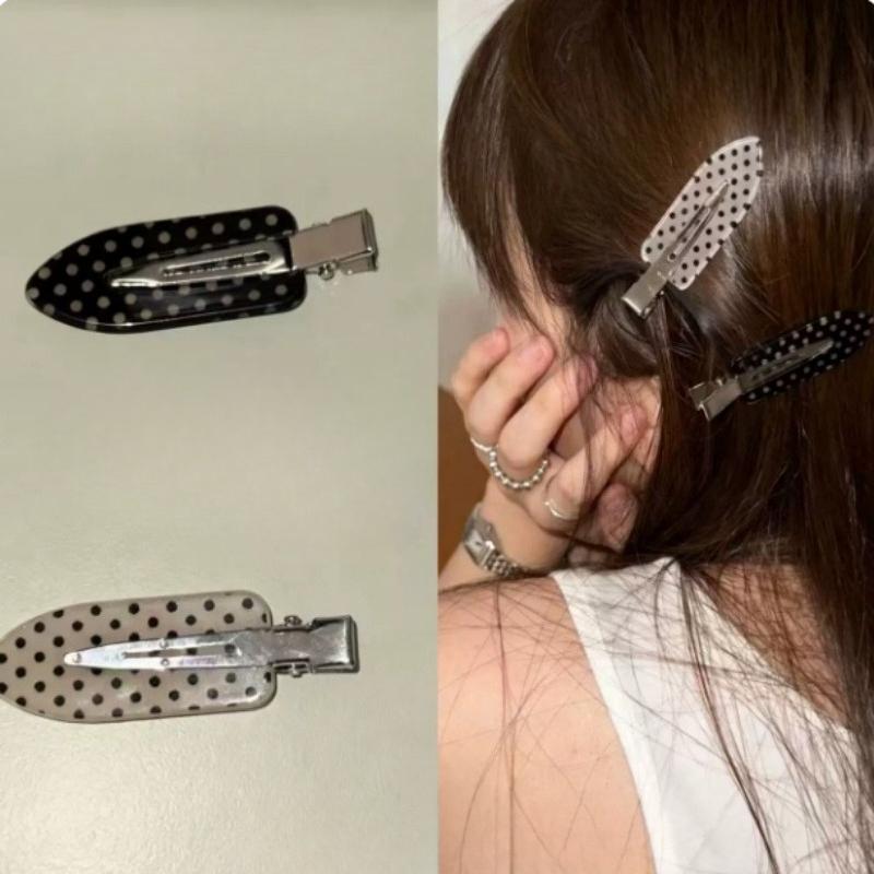 Fermaglio per capelli senza segni in acido acetico bianco e nero, 2 pezzi, fermaglio ad anatra in acrilico, fermaglio per capelli per frangia dolce, fermagli per capelli, strumento per lo styling, nuovo