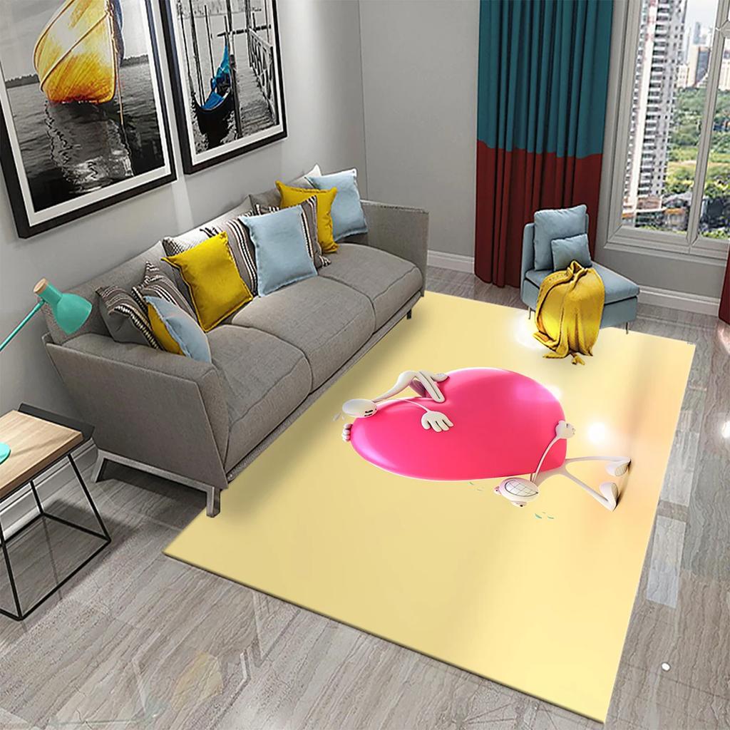 Romantic Valentines Day Love Printed Pattern Carpet Bedroom Non-slip Mat Home Living Room Bathroom Kitchen Home Decoration Mat