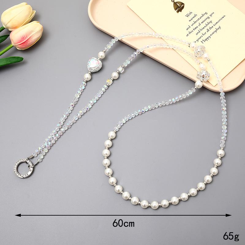 Yi Lian Acrylic Beaded Phone Chain: Pearl Crossbody Strap Charm for Women