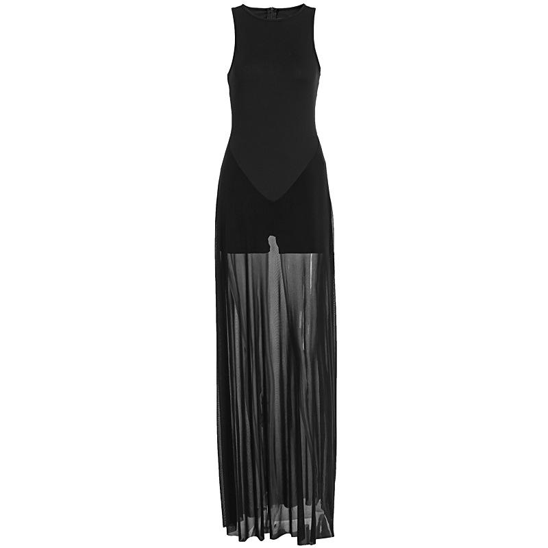 Summer new European and American dresses are fashionable, elegant and slim, sexy mesh splicing dresses