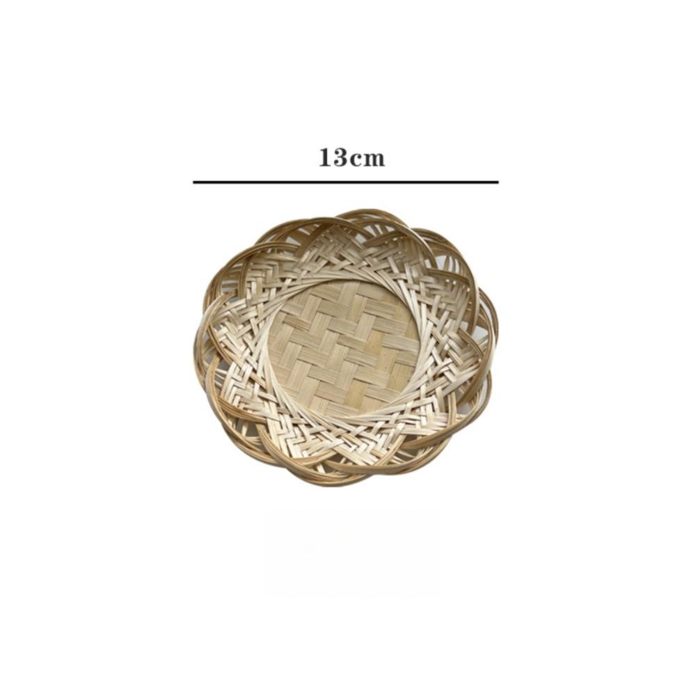 Round Wicker Bread Basket Home Organizer Bamboo Woven Basket Decorative Serving Tray  Living room