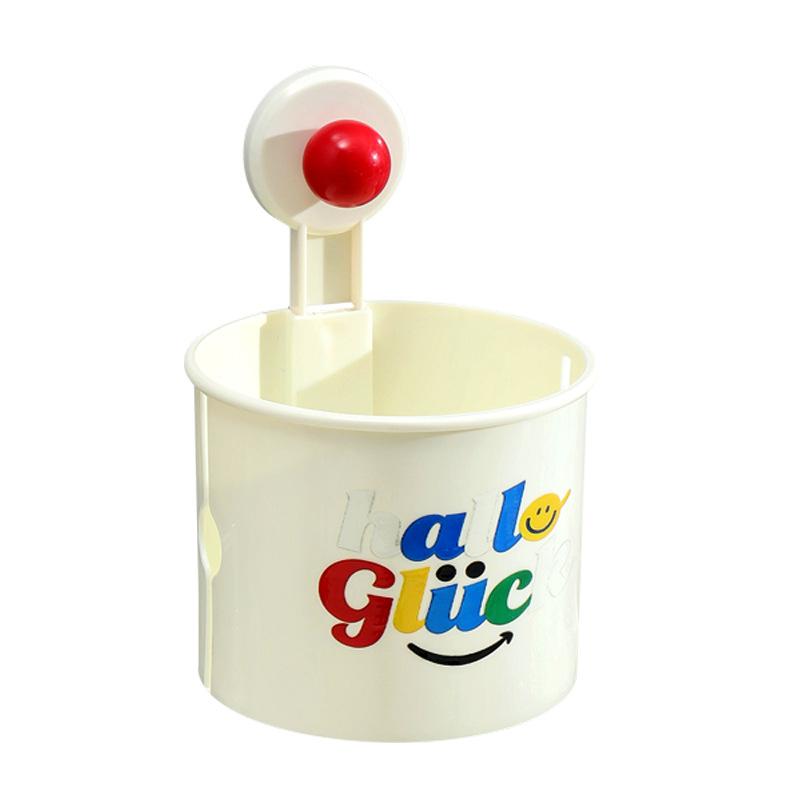 Multi Functional Wall Mounted Suction Cup Toilet Tissue Non Punching Storage Bucket
