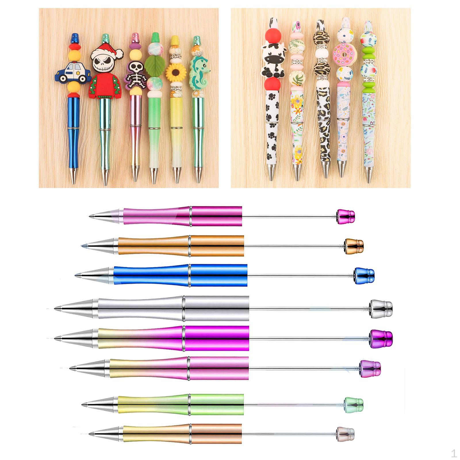 8x Ballpoint Pen Rollerball ball Creative Multipurpose Beadable Pens Assorted Colors Bead
