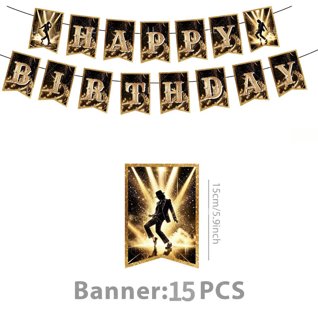 Michael Jackson Fans Birthday Party Decoration Retro 80s 90s Music Banner Tableware Cups Plates Napkin Tablecloth Supplies Gift
