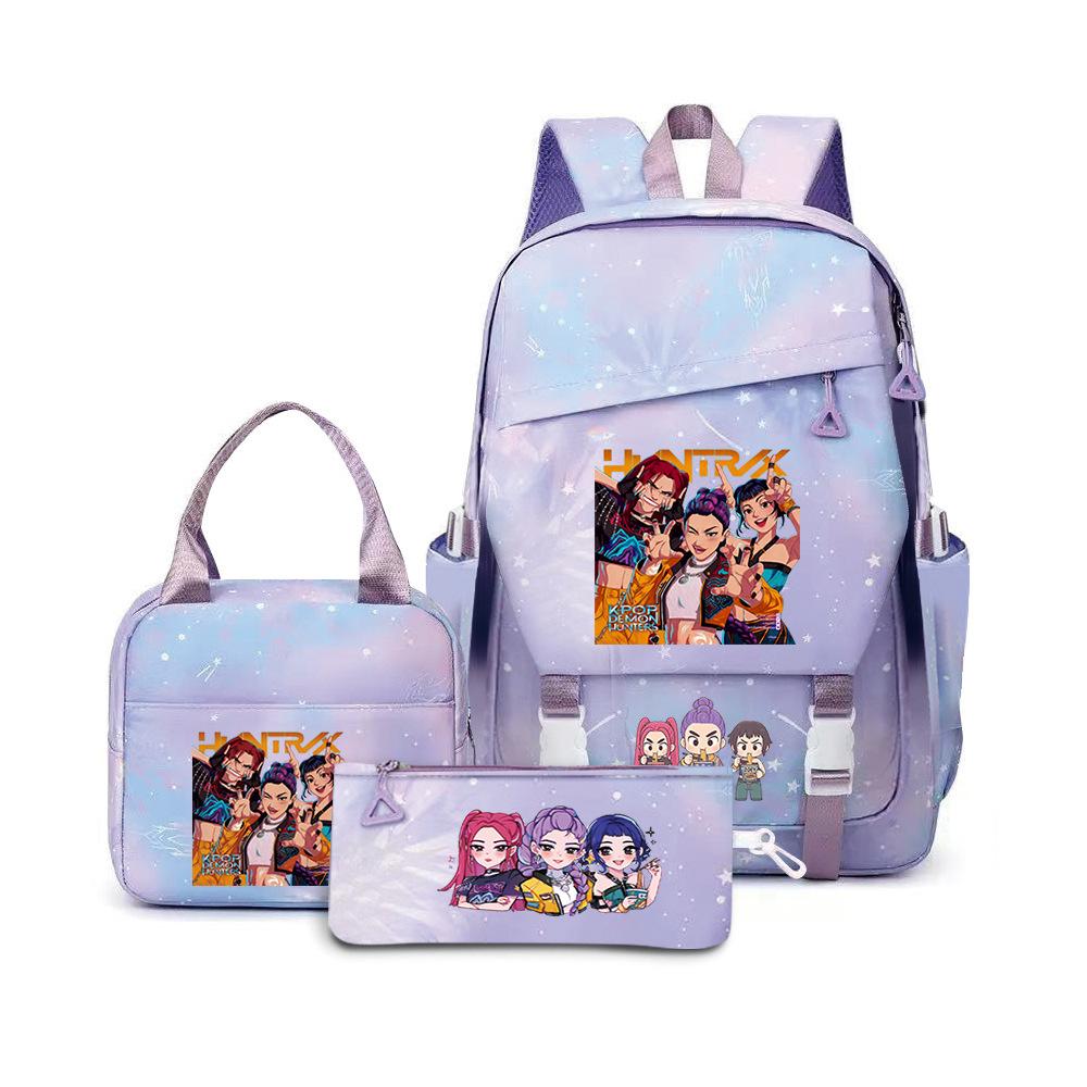 Witch Hunters Three-Piece Backpack Kpop Demon Unters Printed Backpack Lunch Bag