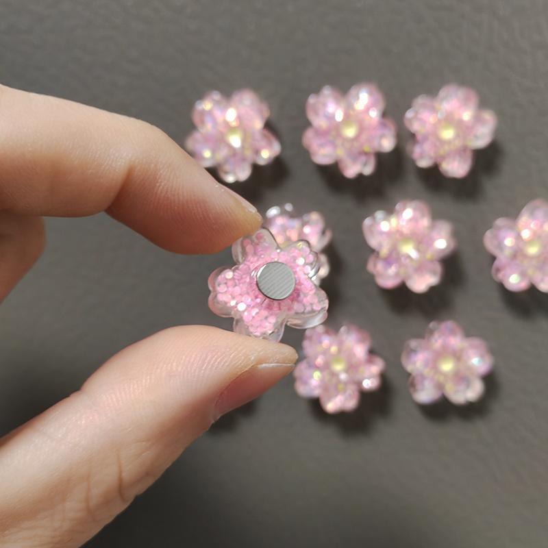 5pcs Pink Color Blossom Sakura Refrigerator Magnets Home Decor Arts Accessory Fridge Magnetic Whiteboard Message Note Sticker