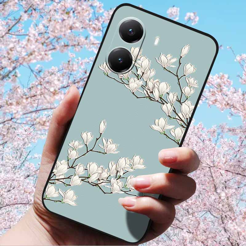For Xiaomi Poco X7 Pro 3D Relief Flower Emboss Soft Silicone Case Cartoon Painted Back Cover for Poco X7 Pro with 3D Relief Case