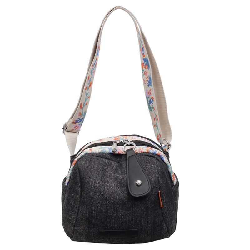 

Fashi Versatile Ccise Soft Denim Zipper Shoulder Bags 2026 Small Round Bag Commute Design Women s Crossbody Bags чёрный