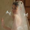 White Bridal Veil with Bowknot Designs Elegant Single Layer Wedding Veil for Wedding Ceremony Bride Gowns Accessory