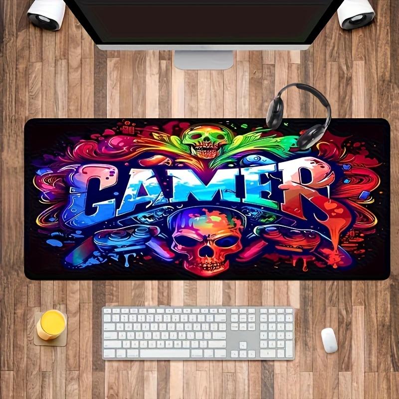 Cool Skeleton Neon Gaming Mouse Pad Non-Slip Rubber Base XXL Desk Mat for Gamers Office Computer Multiple Sizes Accessories 1pc