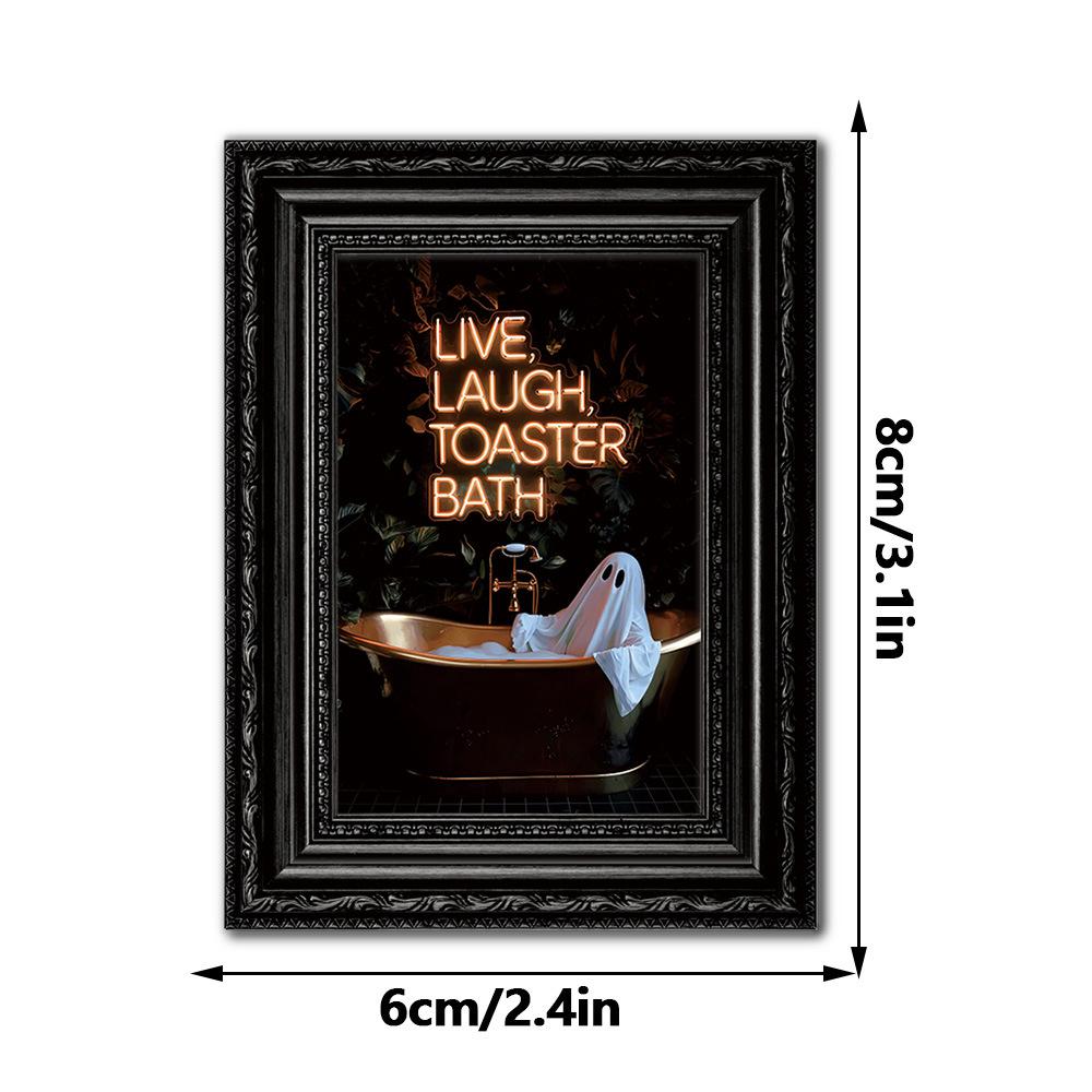 3D Wooden Ghost Halloween Photo Frame Refrigerator Magnet