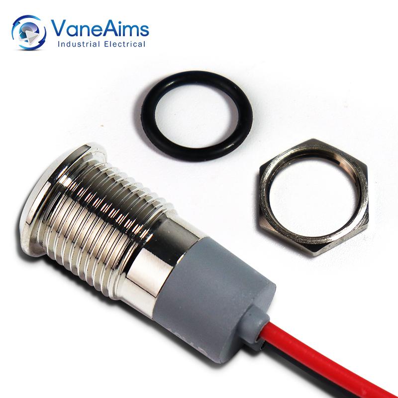 8/10/12/14MM Waterproof Metal LED Indicator Light Wiring Pilot Signal Lamp Car Boat Panel Dashboard Warning 12V 24V 110V 220V