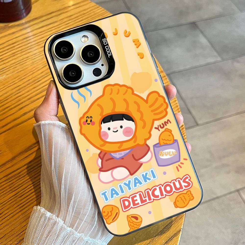 Kawaii RORO-Jump  Cattoon Phone Case For iPhone 16 17 15 14 12 13 Pro Max Black Candy Matte Shockproof Cover iPhone15promax