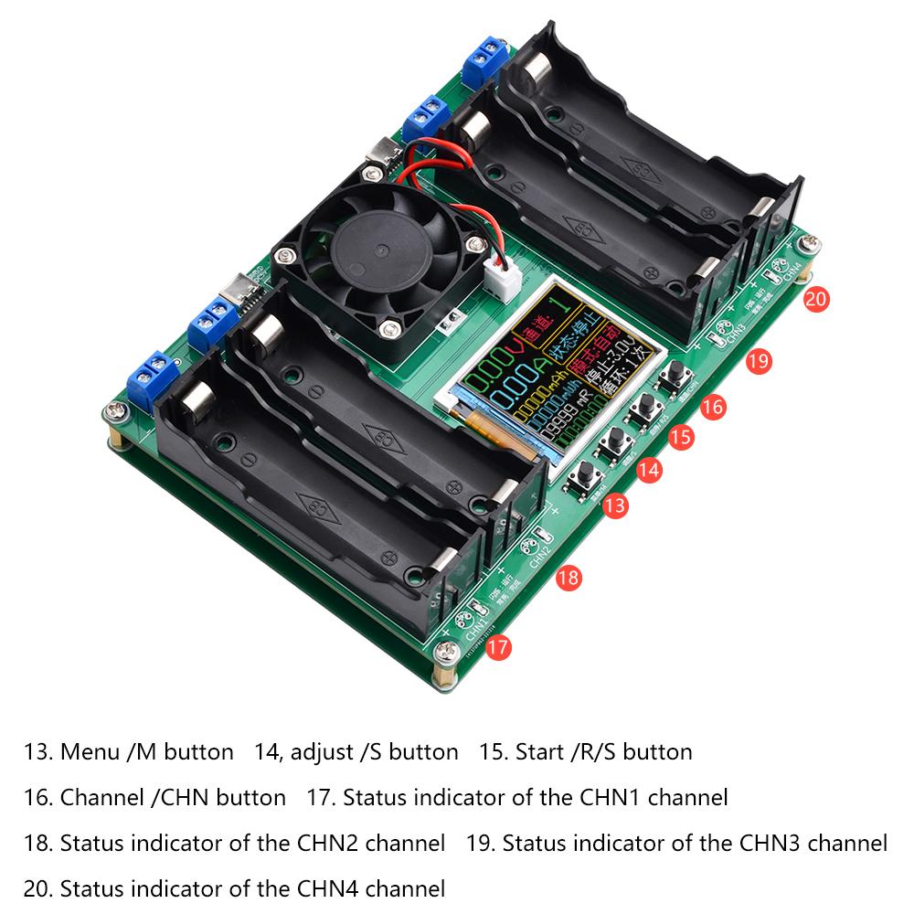 4-channel 18650 Battery Capacity Internal Resistance Tester Automatic Charging and Discharging Module Internal Resistance Tester