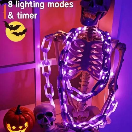 Batteridrevne LED-lys med plastkjede for Halloween-rekvisitter, kjedelys for Halloween-fest, cosplay-tilbehør