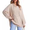 2024 Women's Hooded Waffle Knit Pullover Sweatshirt with Pocket, Long Sleeve, Autumn/Winter
