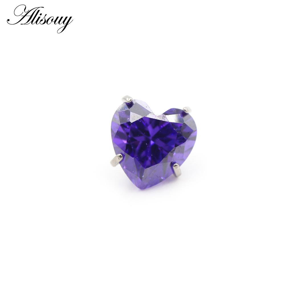 Alisouy 1PC Titane Filetage Externe Cœur Zircon Pour Anneaux de Lèvre Labret Boucles d'Oreilles Puces Piercing DIY Accessoire Bijou de Corps