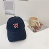 W letter deep top wide brim baseball cap sunshade women's spring and summer large head circumference peaked cap showing small face soft top men