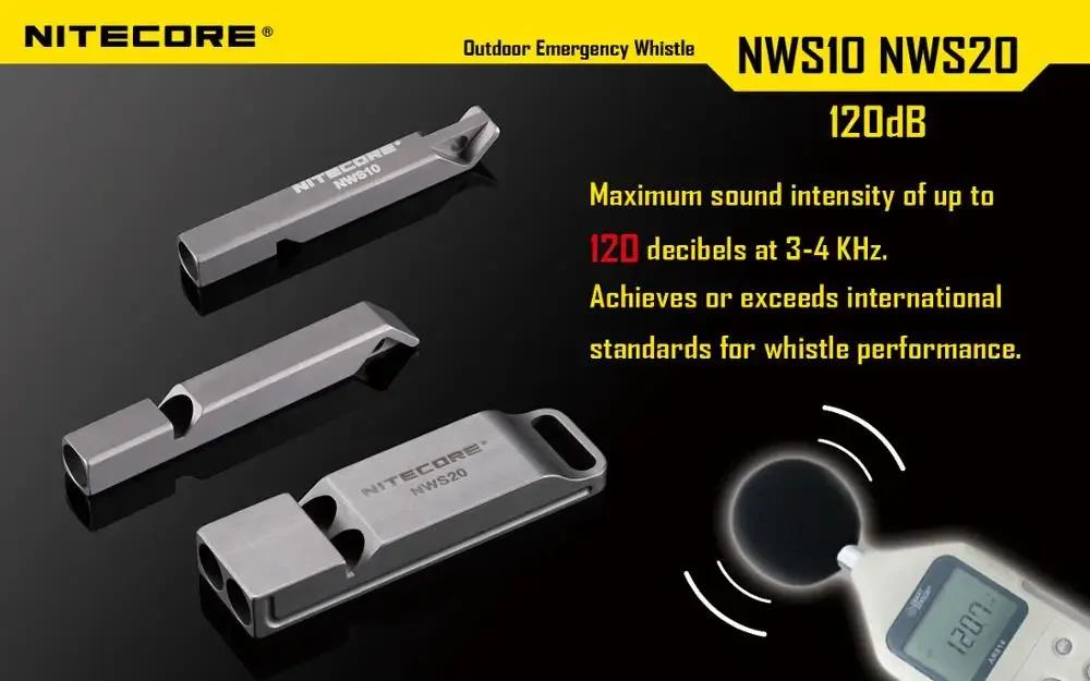 NITECORE Titanium Safety Alarm NWS10 120dB High-Decibel Signal, Wearable Pendant & Key Ring, Survival Tool for Camping Hiking