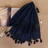 Korean Autumn and Winter Long Thickened Cotton Solid Color Lace Scarf Elegant Tassel Cotton Linen Decorative Scarf