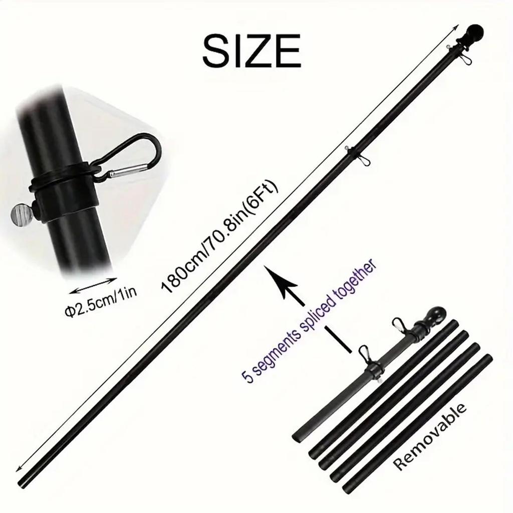 Outdoor Flag Pole With 360 Rotating Rings Stainless Steel 6ft Heavy Duty Residential Flag Poles For Garden Garage Yard Patio
