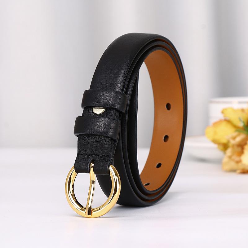 New Napa Leather Lady College Style White Belt Female Simple Fashion Trend Versatile Fairy Style Belt Female