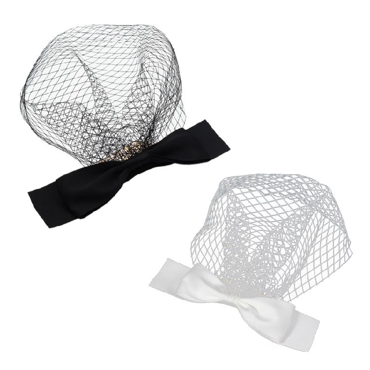 Pillbox Veil Fascinator Hat Tea Party Headwear Veil for Women Lady Black/White