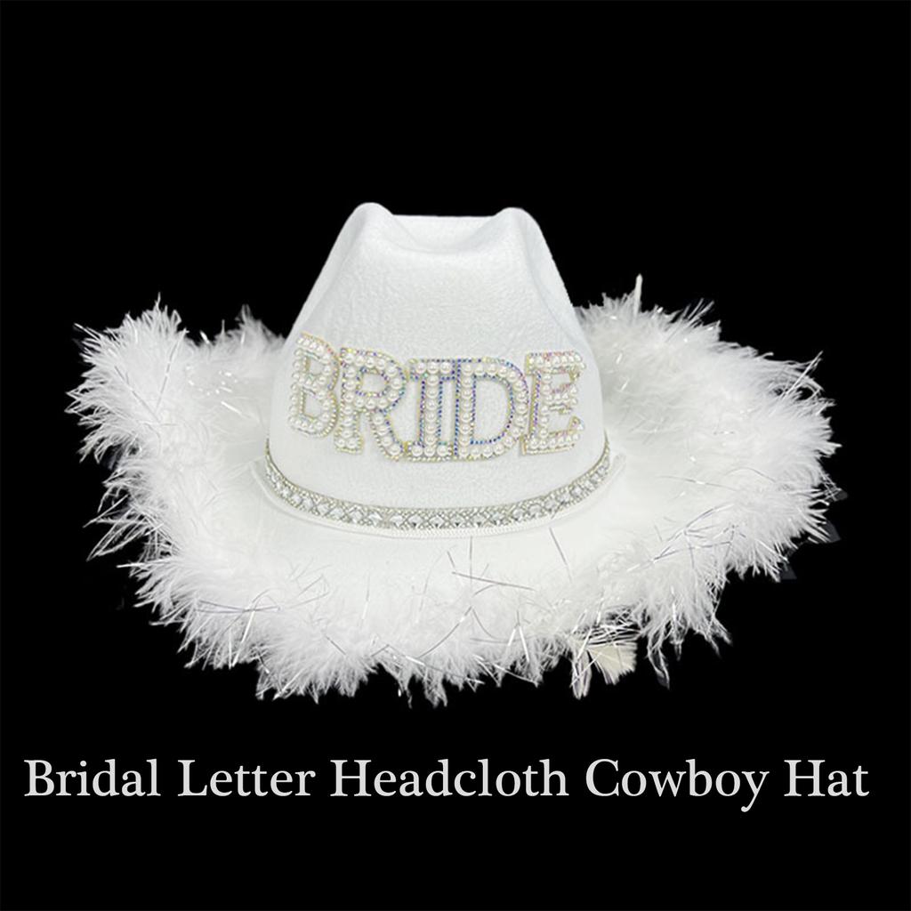 Jeweled Crystal Cowboy Hats Bride Veil Panama Hat for Bachelorette Party Cowboy Hats for Club Stage Shows
