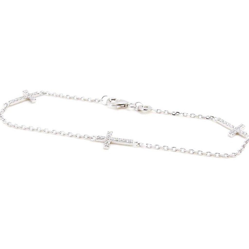Les Trésors De Lily [I9800] - Silver Bracelet 'Cross' Silver White (rhodium-plated) - 12x8 Mm