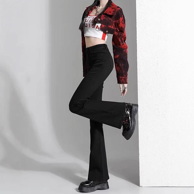 Women's High Waist Light Blue Retro Flare Jeans - Petite Stretch Skinny Fit