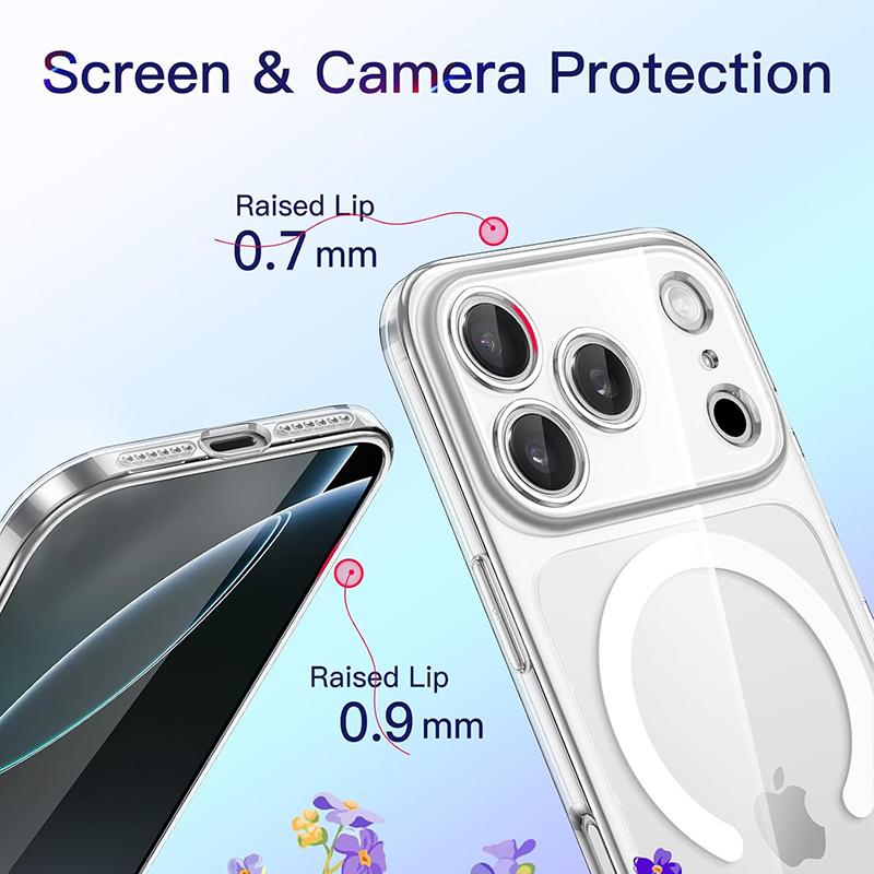 Luxury Transparent for Magsafe Phone Case for iPhone 17 Pro Max 17 Pro Non-Yellowing Clear Hard PC Bumper Cover Shell Coque Capa